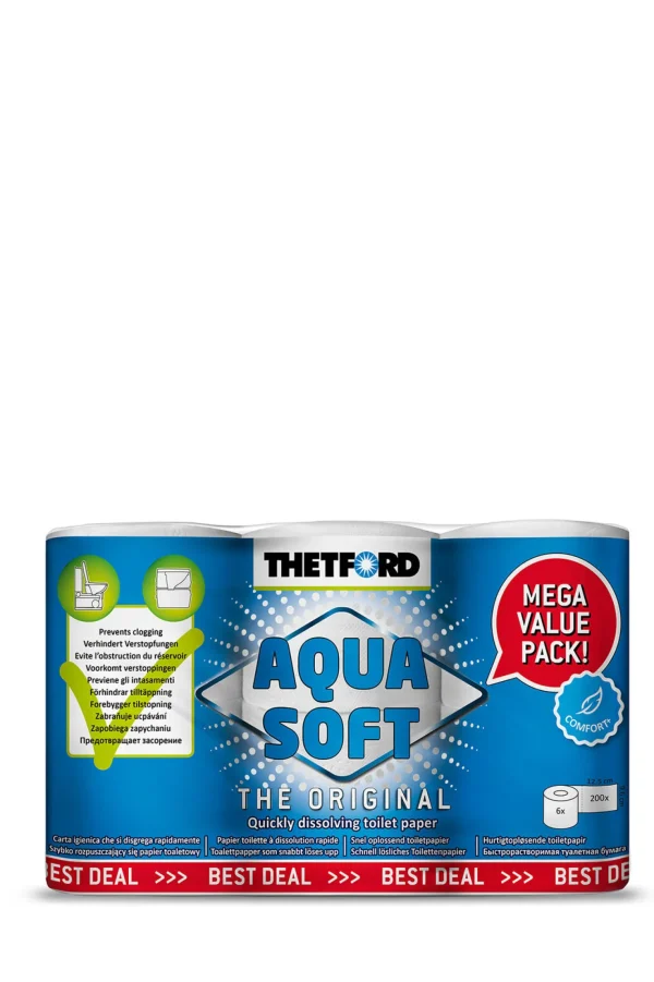 Portable Toilets & Showers>Macpac Thetford Aqua-Soft® Toilet Tissue — 6 Roll Pack